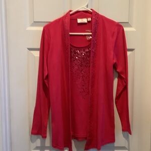 Quacker Factory pink sequined faux twinset